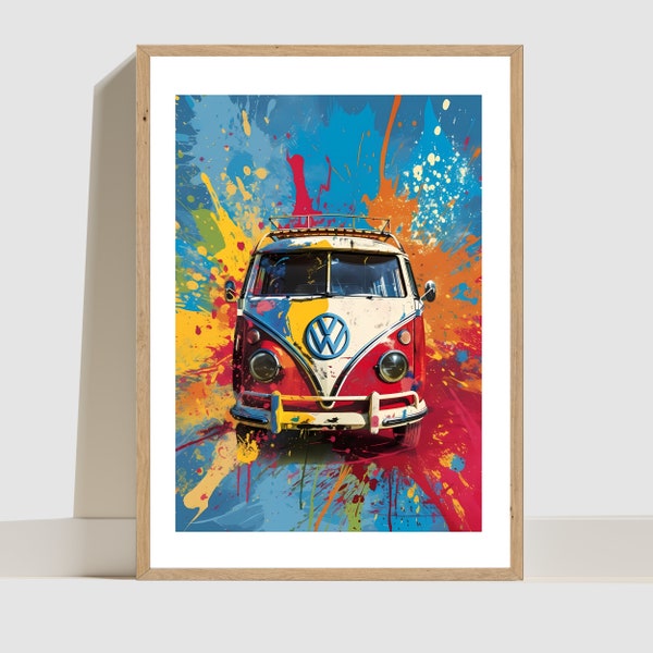 Volkswagen wall art Digital Print | Home Decor pop art | Ready for All sizes | Instant Download