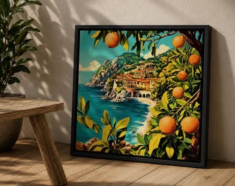 グリーンルーム Orange&Park カリフォルニア 額縁セット Mediterranean Orange Grove Wall Art Coastal Citrus Framed Canvas