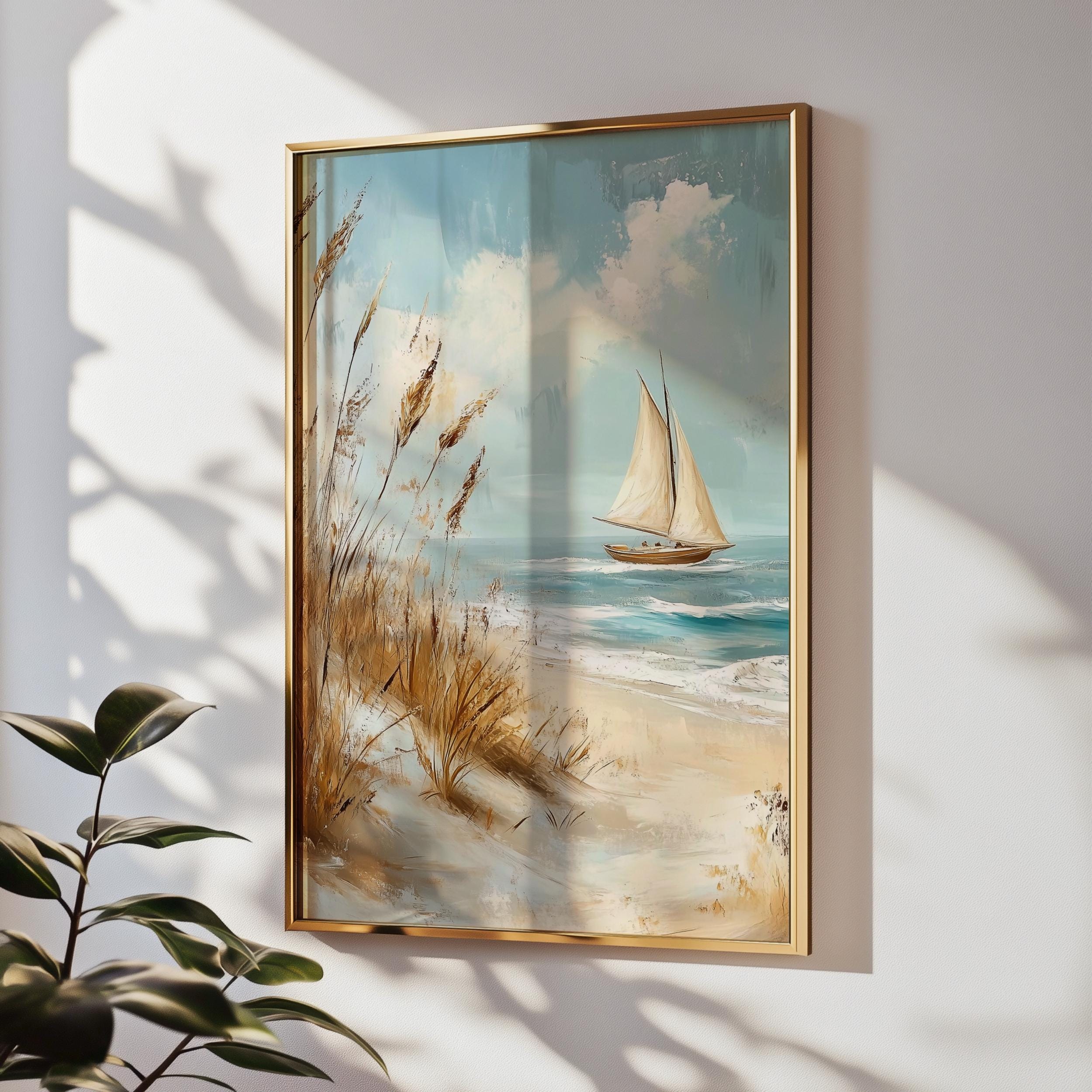 Sailboat Nautical Wall Art Beach Ocean Seascape Coastal Nature Gift ...