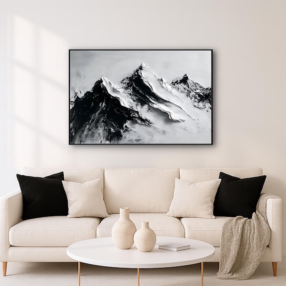 Minimalist Mountain Wall Art: Black and White Nature Decor