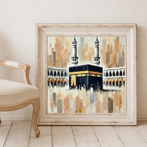 Kaaba Mosque Oil Painting Print: Islamic Masjid Al Haram Medina Mosque (Digital Download)