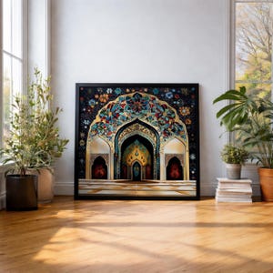 Orientalischer Torbogen Moschee Torbogen Leinwand, gerahmter Naher Osten, Mosaik, Islamische Wohnkultur