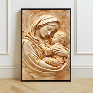 Blessed Virgin Mary Wall Art Print, Religious Poster, Printable Wall Art, Digital Download