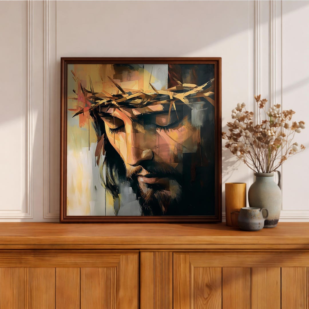Jesus Crown of Thorns Wall Art Passion of Christ Framed Canvas ...