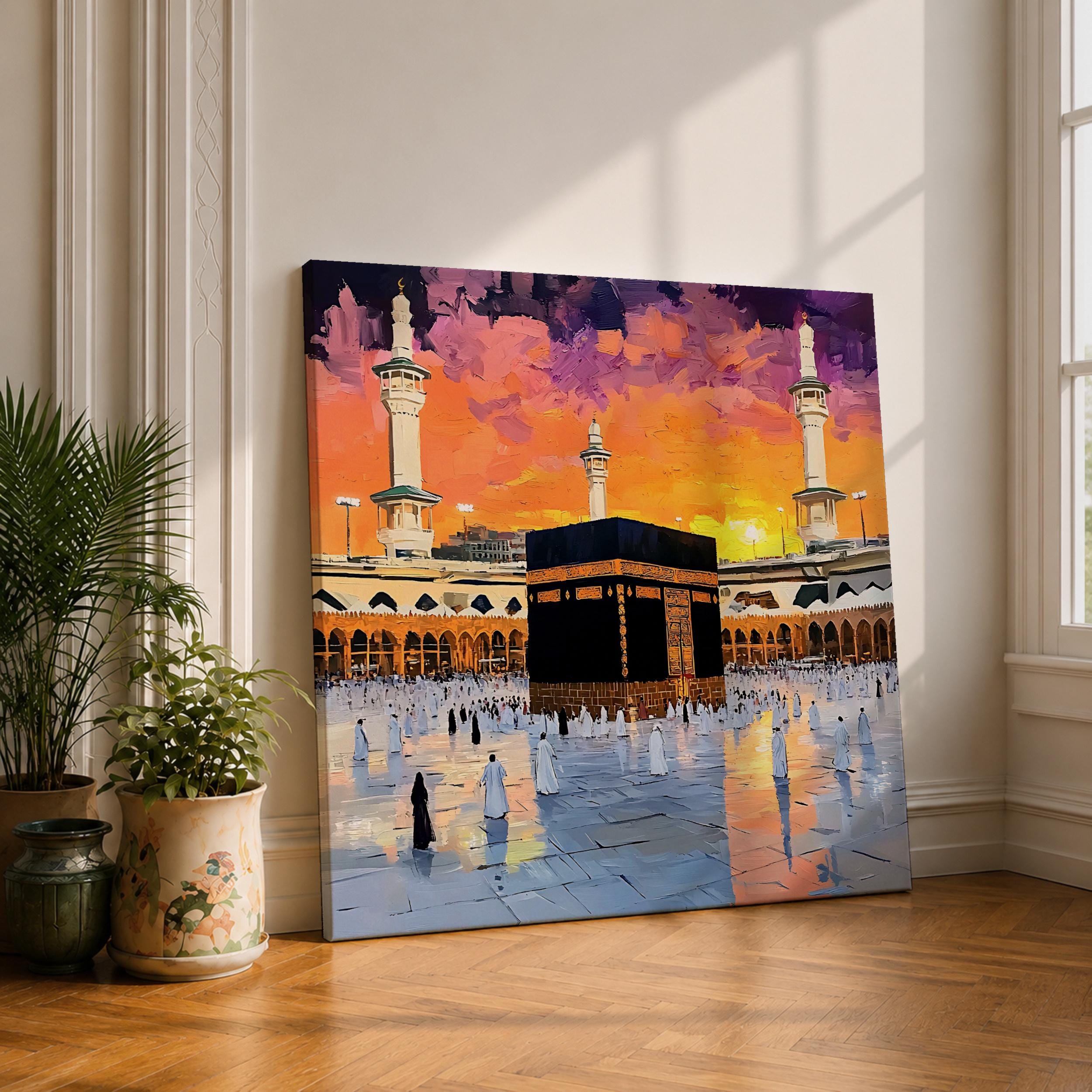 Kaaba Wall Art Sunset View Framed Canvas Masjid Al Haram Mecca