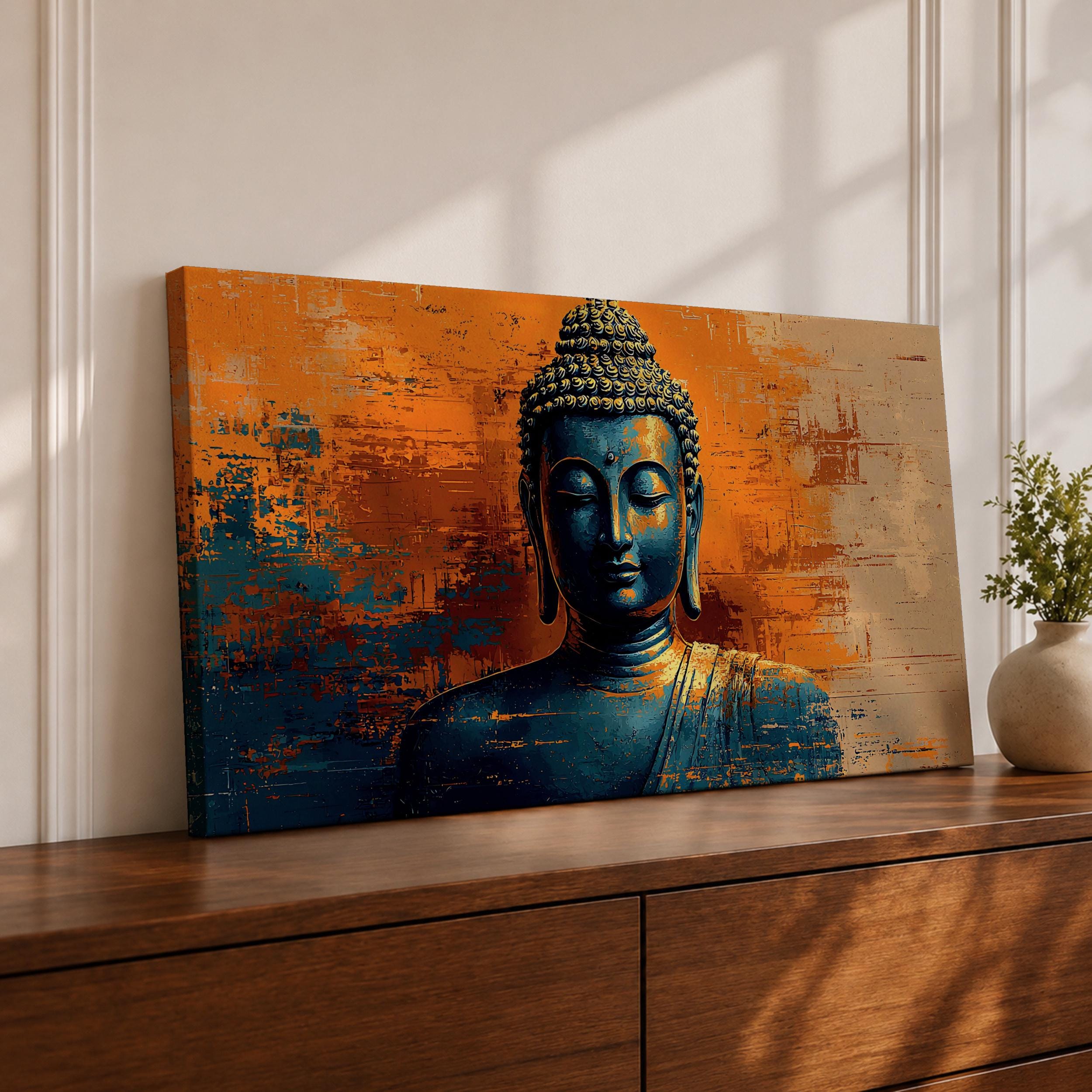 丁云鹏 佛像 中堂画 70×173cm Buddha Panoramic Wall Art Siddhartha Gautama Extra Wide Framed