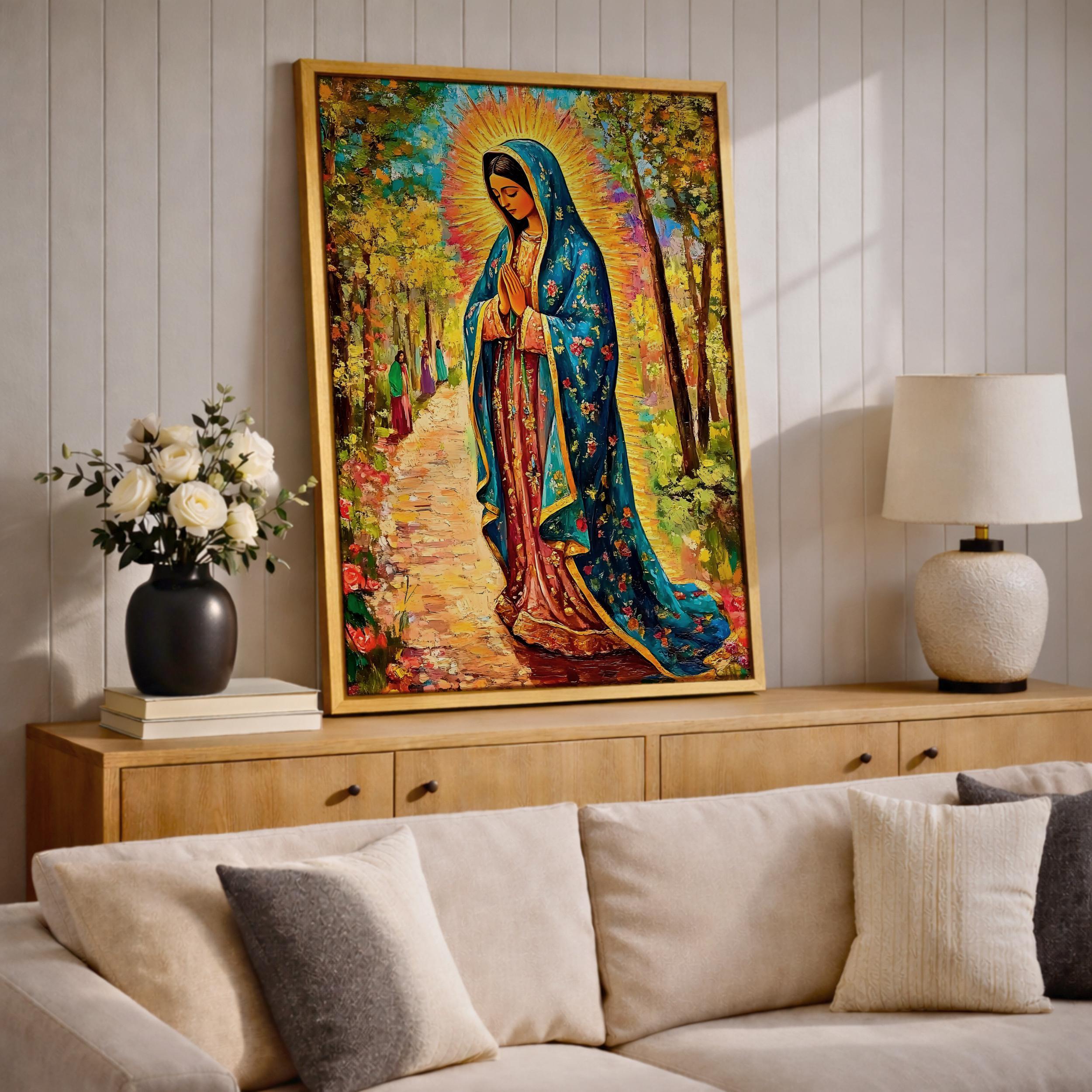 Lady of Guadalupe Wall Art La Virgen Morena Framed Canvas Mexican