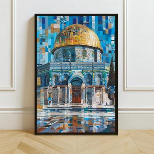 Masjid Al Aqsa Mosaic Art Print: Islamic Sacred Dome of the Rock Mosque (Digital Download)