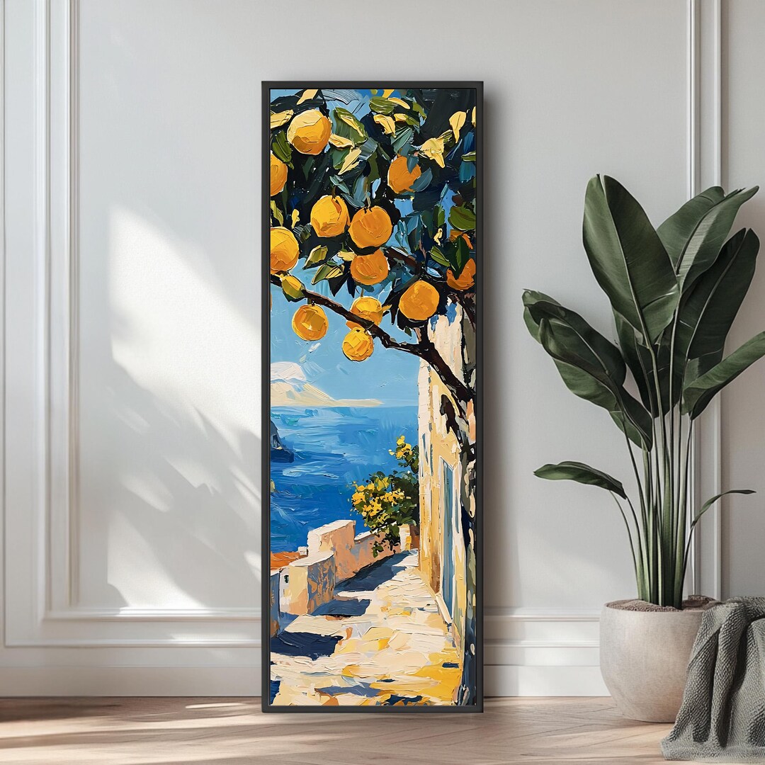 Montanari Papagallo 油彩画 50x70 cm Amalfi Lemon Tree Tall Print: Mediterranean Coastal Wall Art
