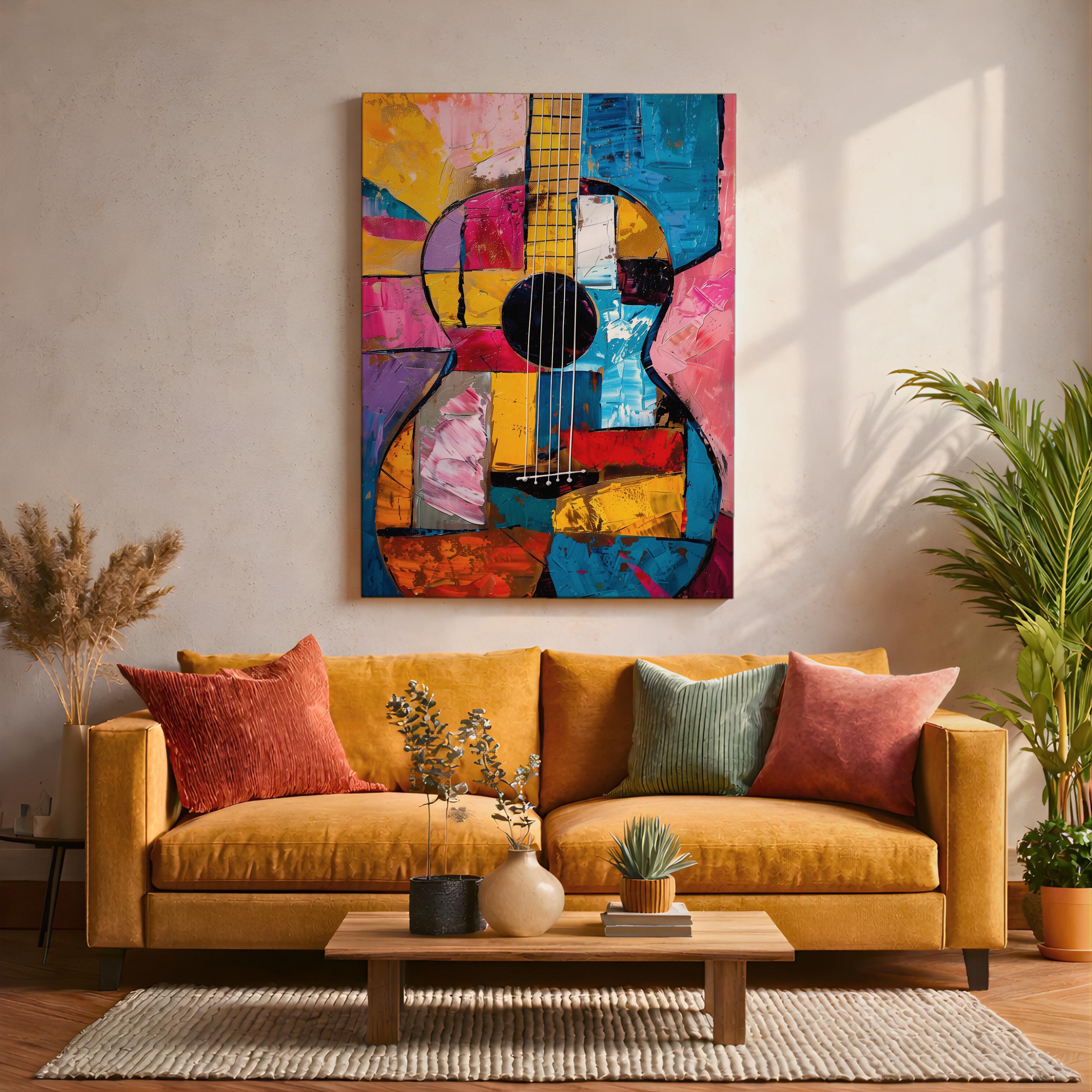Guitar Musical Instrument Wall Art Acoustic Print Abstract Music