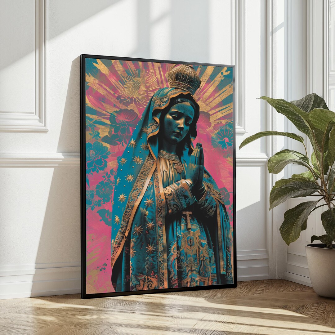 Virgin Mary Wall Art, Religious Digital Print, Sacred Catholic Artwork ...