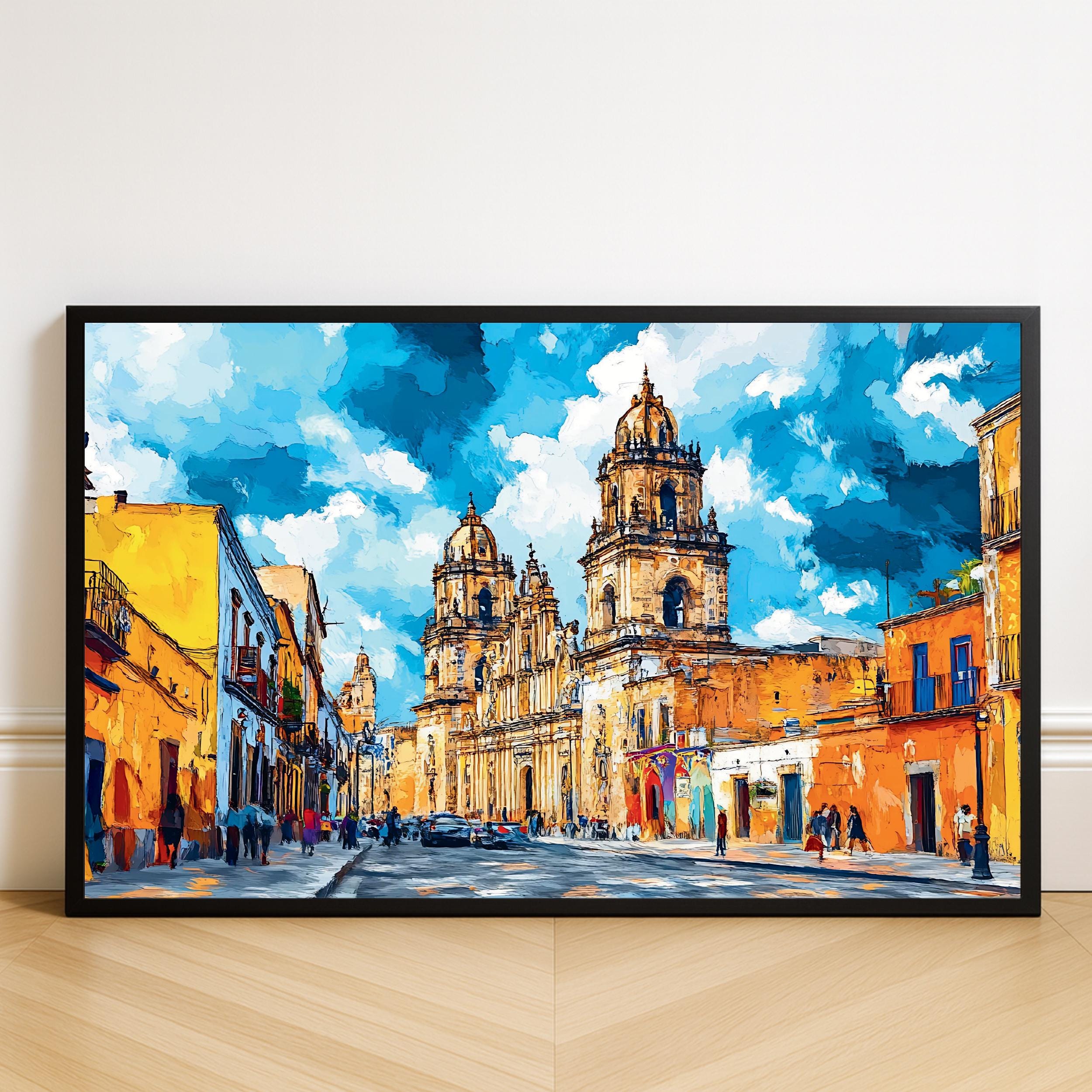 Mexico City Watercolor Art Print: Vibrant Latin Travel Decor