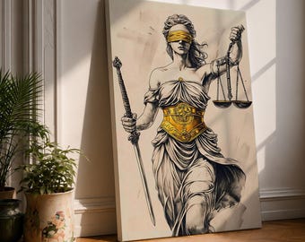 Lady Justice Legal Symbol Wall Art Themis Mythology Justice Gift Law Office Home Decor