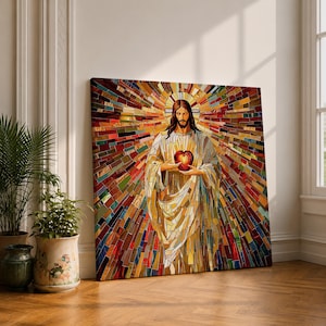 Sacred Heart of Jesus Wall Art Christ Redeemer Framed Canvas