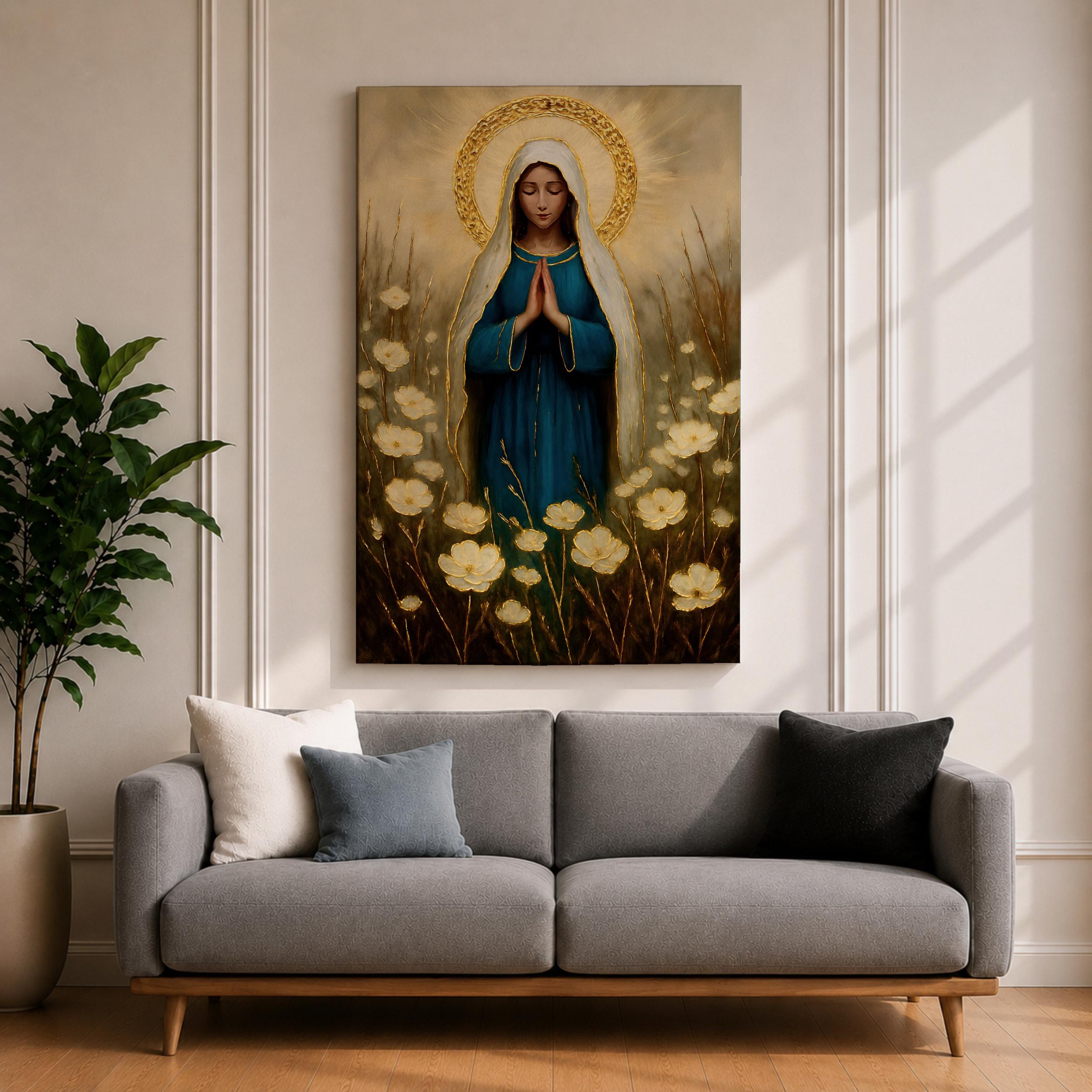 Virgin Mary Wall Art Our Lady of Grace Framed Canvas Catholic Religious ...