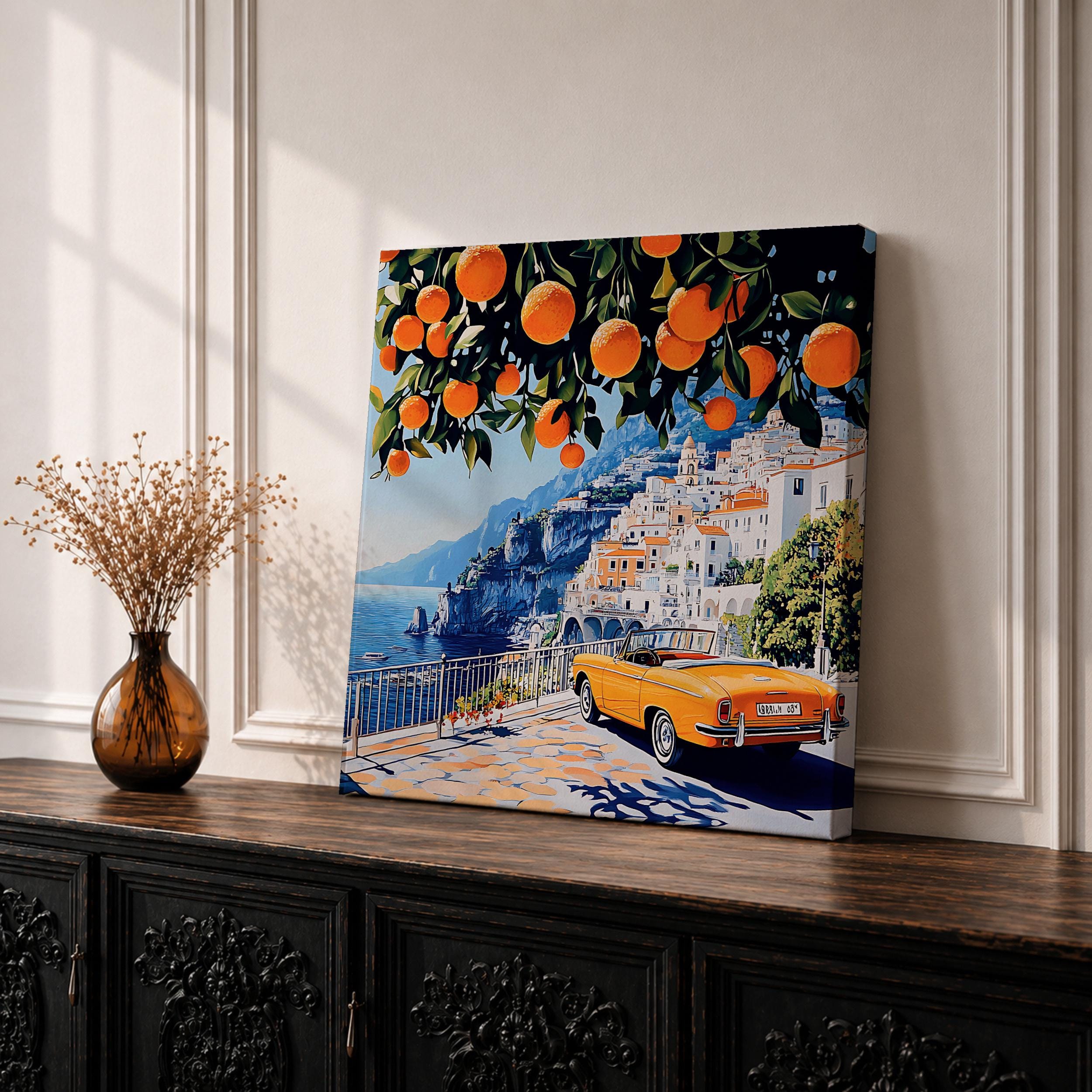 Amalfi Coast Orange Tree Wall Art Mediterranean Italy Framed