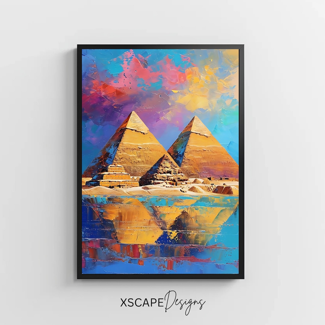 Pyramids of Giza Art Print, Egypt Poster, Printable Wall Art, Digital Download - Etsy Australia