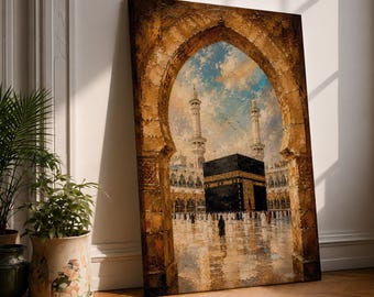 Kaaba Wall Art, Masjid al Haram Canvas Print, Mecca Wall Decor, Sacred Mosque Decor