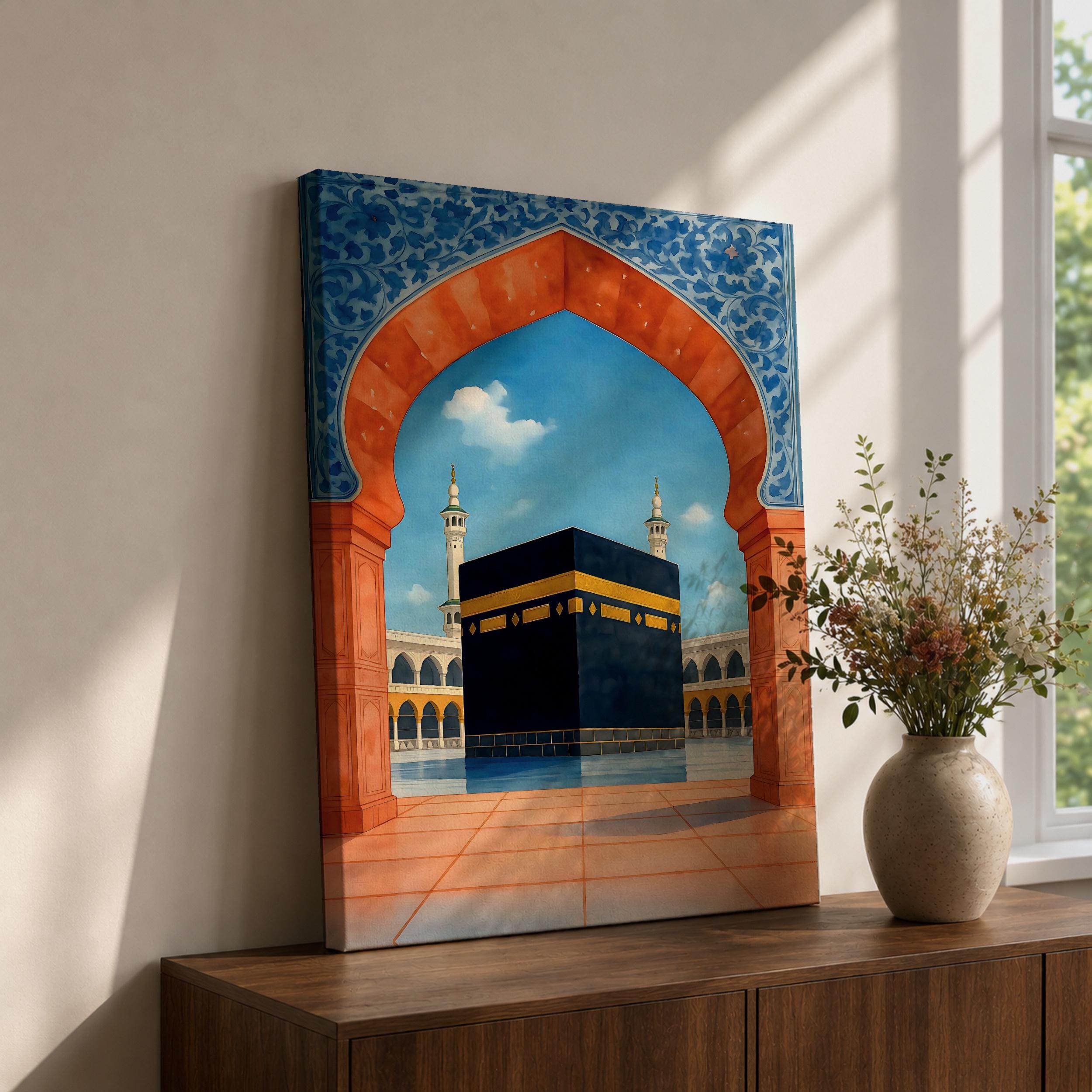 Kaaba Wall Art Moroccan Archway View Framed Canvas Masjid Al-haram