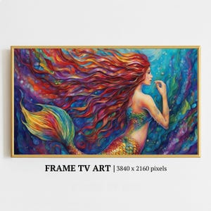 Frame Tv Art Mermaid, Underwater Fantasy Digital Download, Samsung Frame Tv Art, Vibrant Ocean Decor