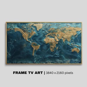Frame TV Art Weltkarte, Elegante Geographische Kunst für Frame TV, Abstrakte Tv Kunst, Samsung Kunst, Digitaler Download