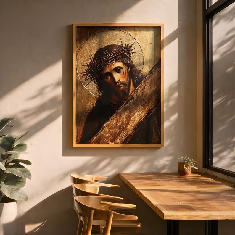 Jesus Christ Crown of Thorns Wall Art Redeemer Framed Canvas Passion ...