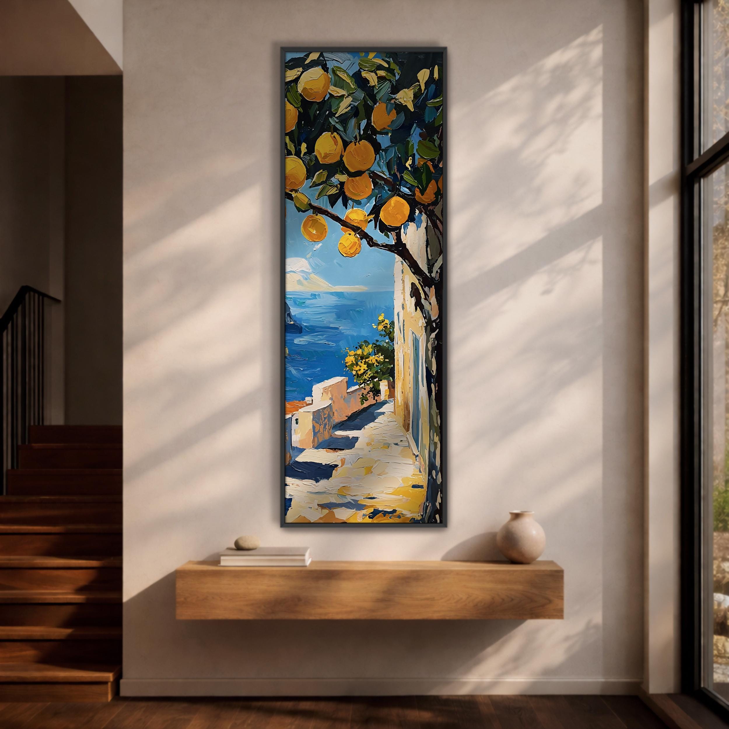 Lemon Tree Tall Narrow Wall Art Amalfi Coast Long Vertical Framed