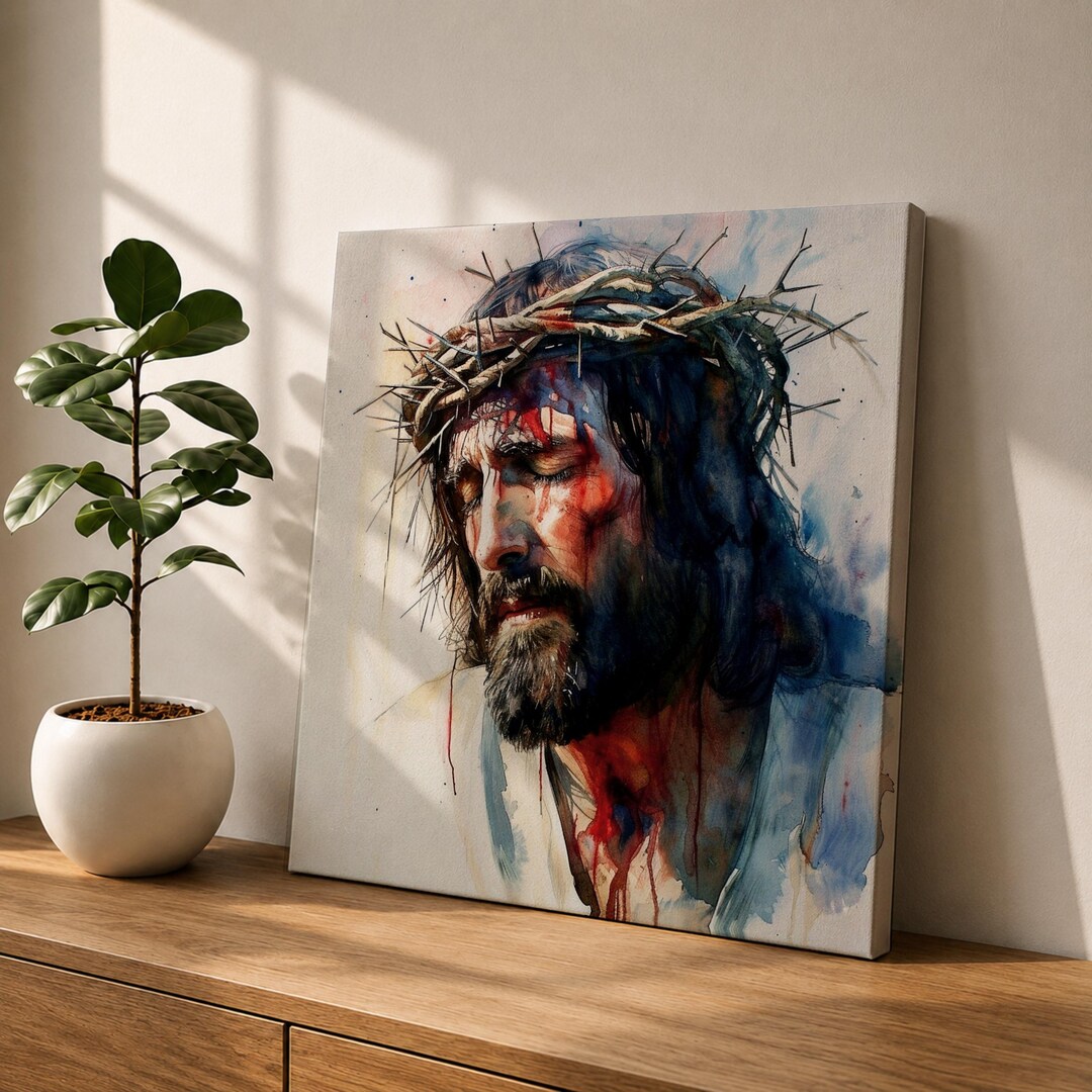 Jesus Crown of Thorns Wall Art Passion of Christ Framed Canvas ...