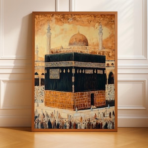 Antique Kaaba Wall Art | Vintage Mecca Mosque Print | Islamic Sacred Decor | Instant Download
