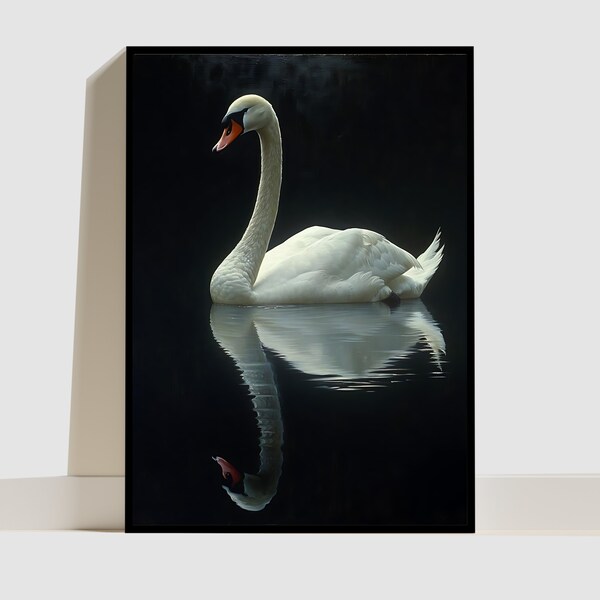 Swan wall art Digital Print | Home Decor realistic painting | Ready for All sizes | Instant Download