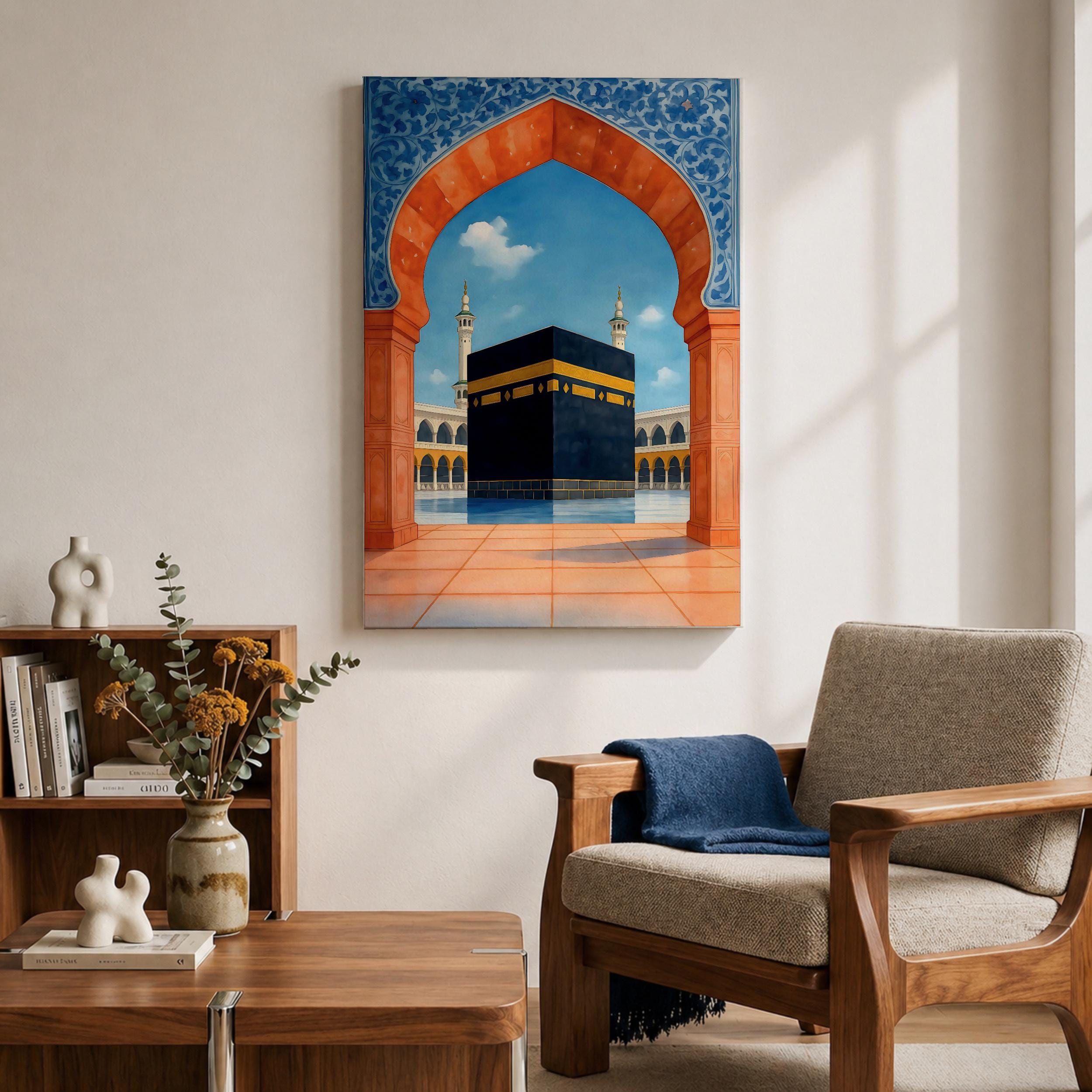 Kaaba Wall Art Moroccan Archway View Framed Canvas Masjid Al-haram