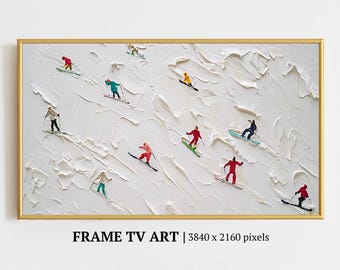 Frame Tv Art Skiers in Motion, Minimalist Winter Sports Digital Download, Samsung Frame Tv Art, Abstract Snow Decor