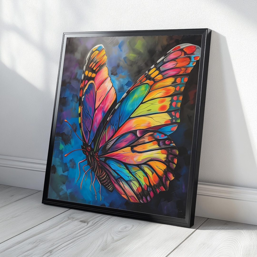 Vibrant Butterfly Wall Art | Square Digital Art Print | Colorful Insect ...