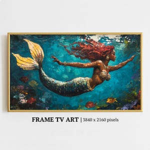 Frame Tv Art Mermaid, Nautical Fantasy Digital Download, Samsung Frame Tv Art, Underwater Wall Art