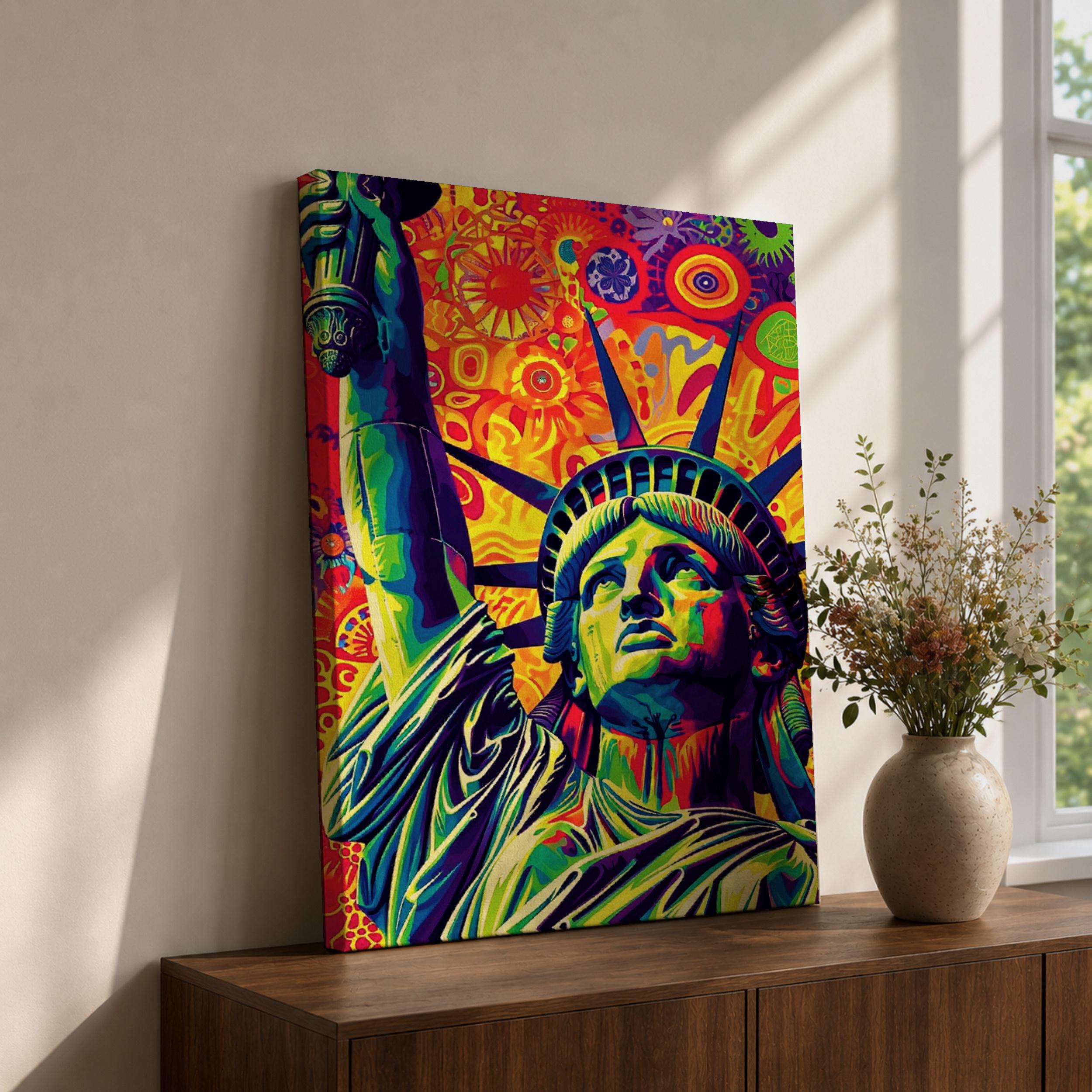 Statue Liberty American Wall Art Freedom Icon Patriotic Abstract