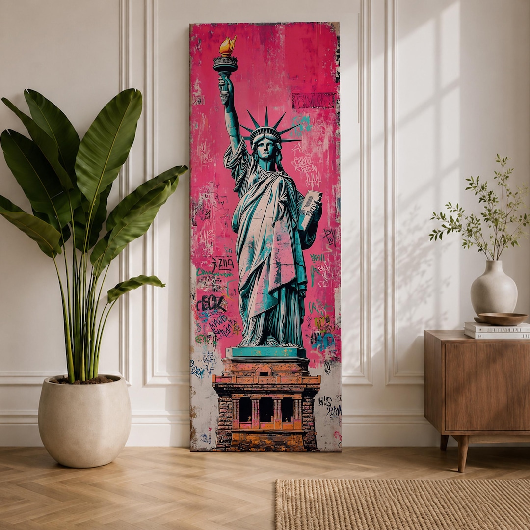 Statue Liberty Tall Narrow Wall Art New York Long Vertical Framed