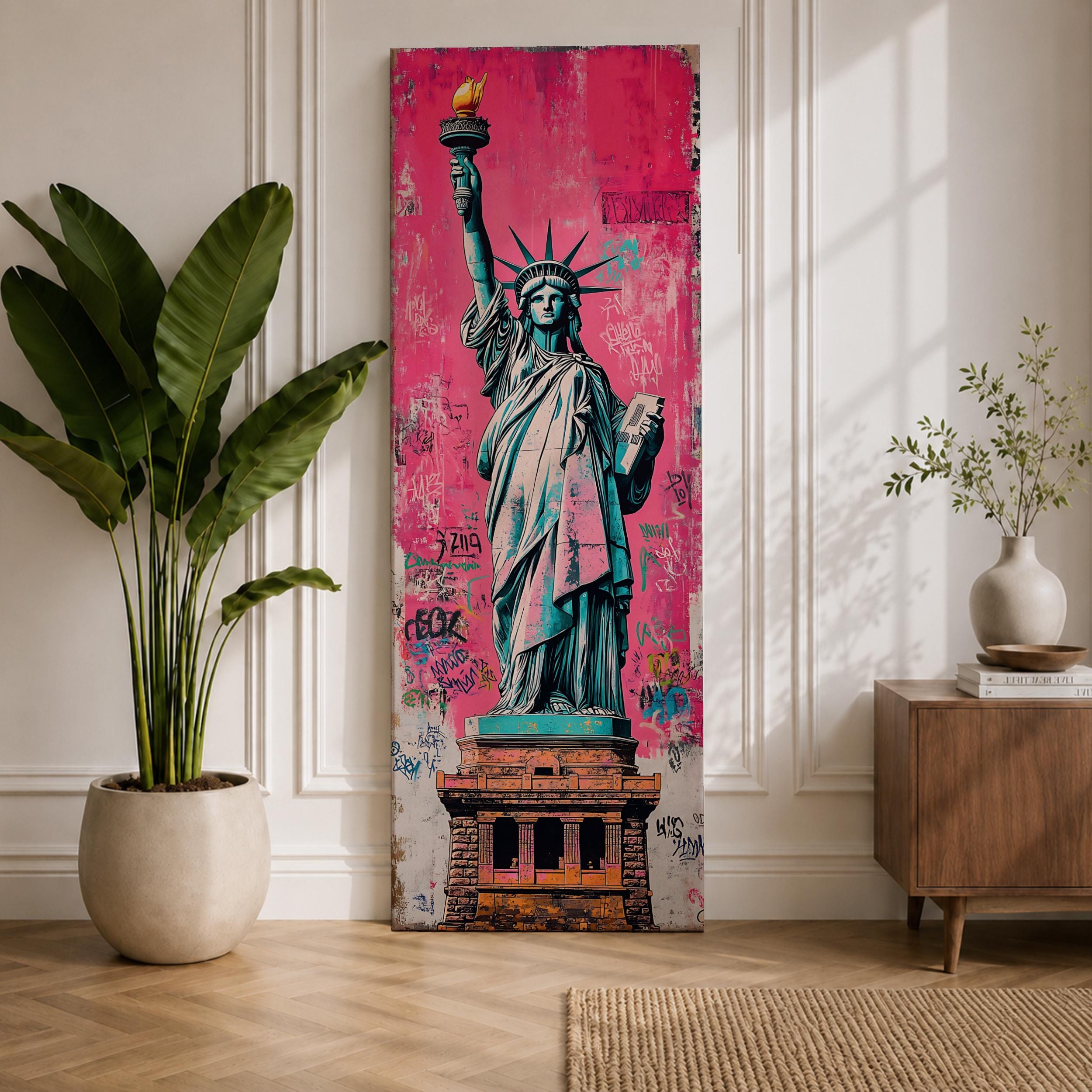 Statue Liberty Tall Narrow Wall Art New York Long Vertical Framed