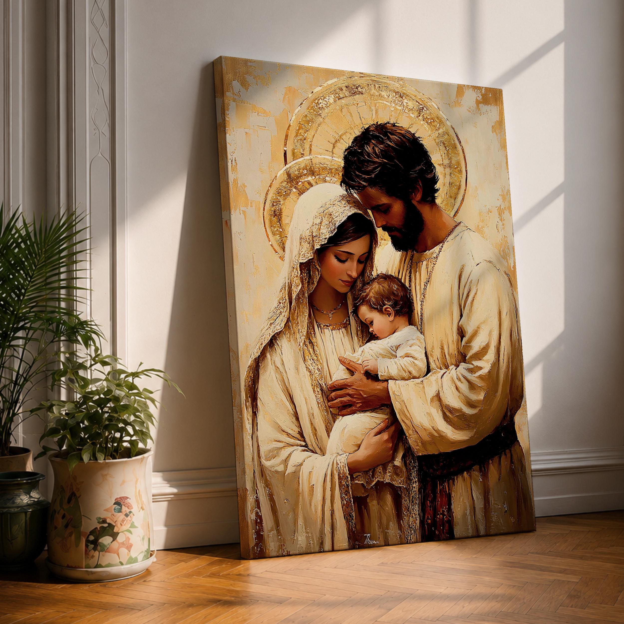 春*I様 美品 希少色 【trippen Opus 灰38(23.5~24.5㎝ Holy Family Wall Art Jesus Mary Joseph Framed Canvas Christian