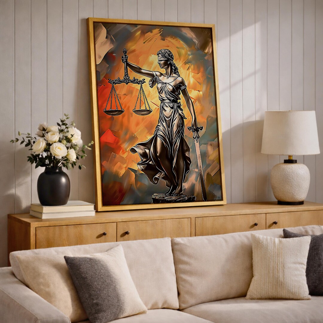 Lady Justice Legal Symbol Wall Art Justitia Abstract Gift Courtroom Law ...