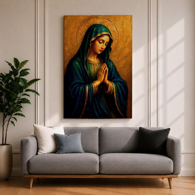 Virgin Mary Wall Art Our Lady of Sorrows Framed Canvas Catholic Sacred ...