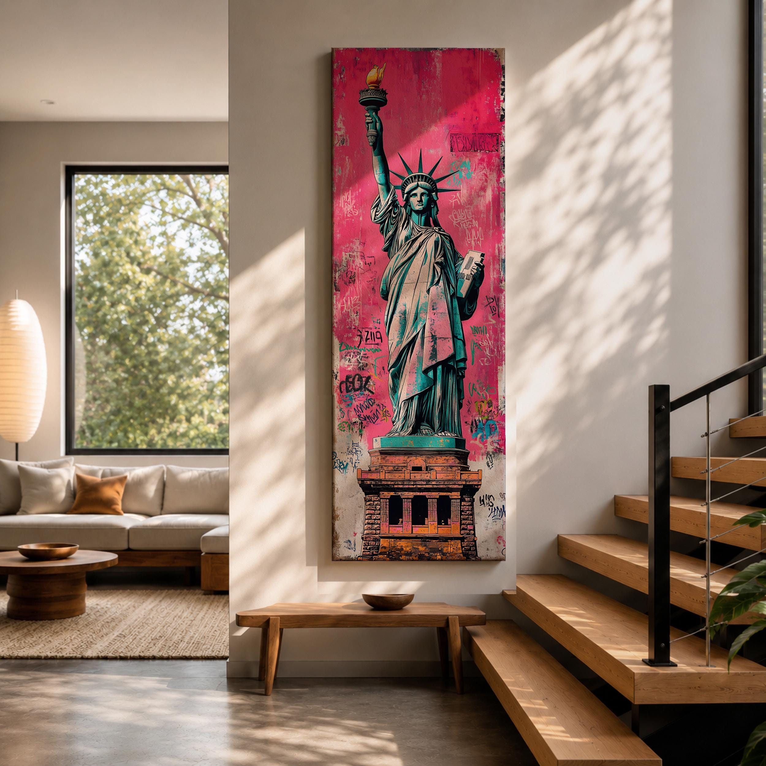 Statue Liberty Tall Narrow Wall Art New York Long Vertical Framed