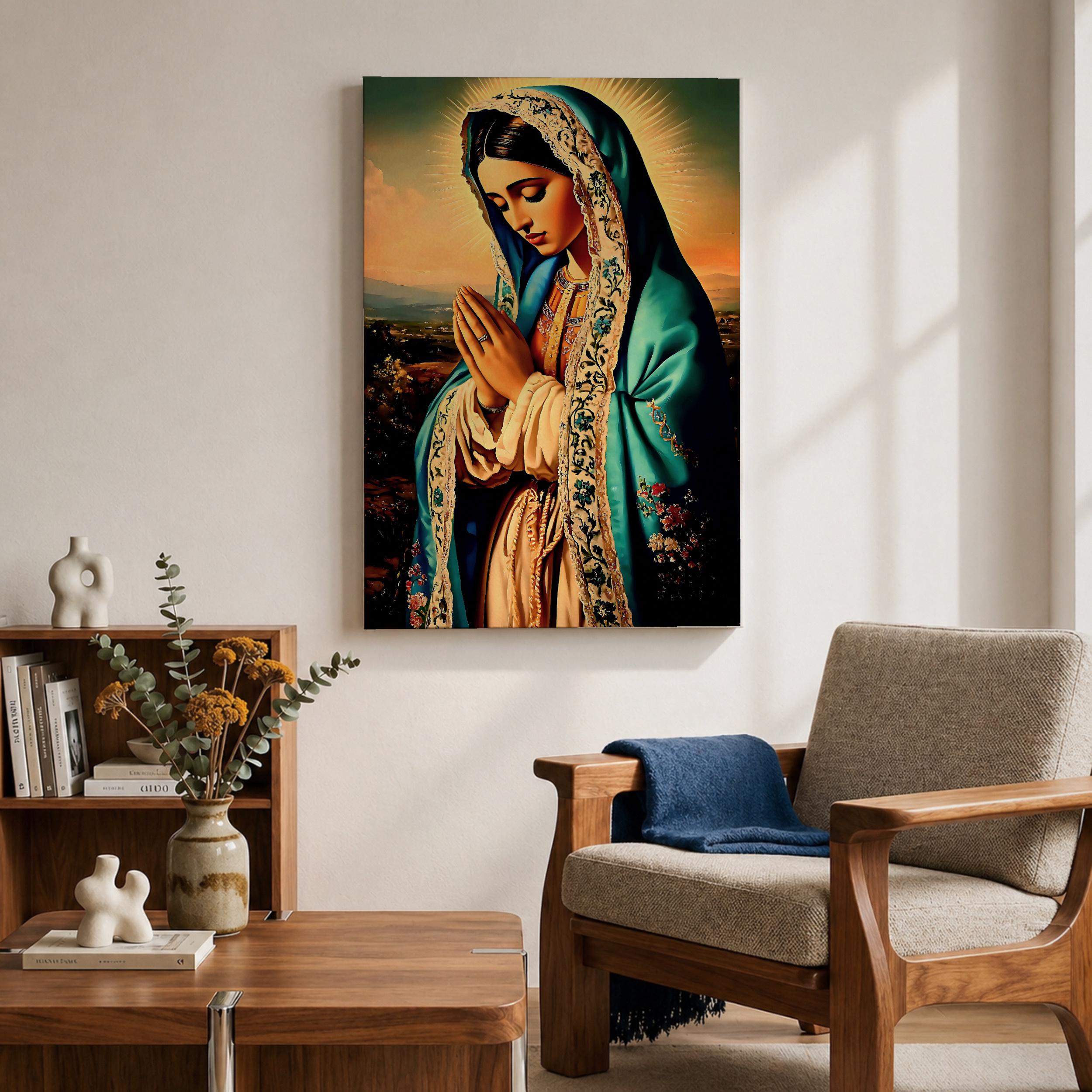 Virgin Mary Wall Art Our Lady Guadalupe Framed Canvas Catholic Sacred ...