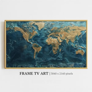 Weltkarte Rahmen Tv Art: Abstrakte Global Geographic Bilderrahmen (Digitaler Download)