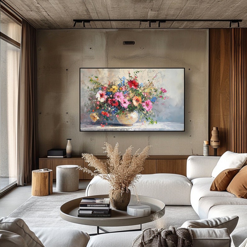 Floral Bouquet Digital Art for Samsung Frame TV Abstract Flower TV Wall