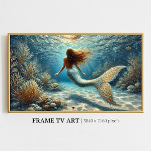 Frame Tv Art Mermaid, Ocean Underwater Digital Download, Samsung Frame Tv Art, Nautical Wall Decor