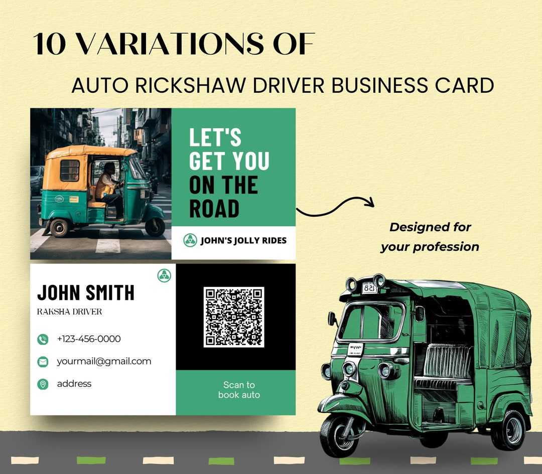 Sheikh Raksha Driver 10x Tuk-tuk / Auto Rickshaw Driver Business Card Templates Raksha, Baby ...