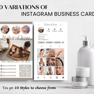 10x Instagram Visitenkarte - Hautpflege / Beauty / Haarpflege / Salon, editierbar, QR-Code | Vorlage für Geschäftsinhaber, IG, Branding Card