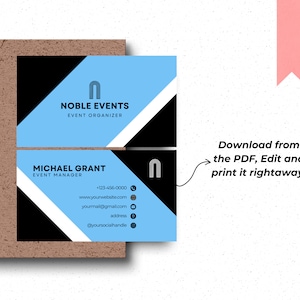 10x Event Planner Business Card, Business Card Template Printable ...