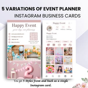 5x Event Planner Instagram Visitenkarte - Event Coordinater, bearbeitbare IG Visitenkarte, Hochzeitsplaner Vorlage, Social Media Bundle,