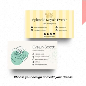 10x Event Planner Business Card, Business Card Template Printable ...